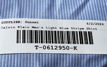 Load image into Gallery viewer, Calvin Klein Mens Light Blue Striped Slim Fit Non-Iron Dress Shirt Size 16 Tall
