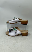 Load image into Gallery viewer, Cosmos Womens White Leather Peep Toe Block Heel Slide Sandals Size EUR 37
