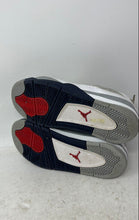 Load image into Gallery viewer, Nike Kids Air Jordan 4 Retro White Navy Blue Gray Lace-Up Sneakers Shoes Size 2Y
