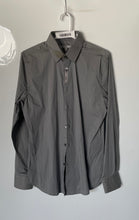 Load image into Gallery viewer, Express Mens Gray 1MX Long Sleeve Spread Collar Button Fitted Dress Shirt Size S
