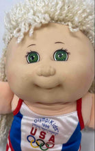 Load image into Gallery viewer, Vintage Mattel Olympikids White Blue Red 1996 USA Olympics Plush Yarn Hair Doll
