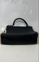 Load image into Gallery viewer, Aldo Womens Black Beige Faux Leather Tassel Double Handle Satchel Handbag
