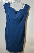 Load image into Gallery viewer, Calvin Klein Womens Blue Glitter Cap Sleeve Back Zip Sheath Dress Size 8
