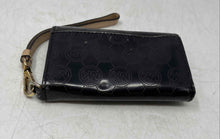 Load image into Gallery viewer, Michael Kors Womens Black Monogram Leather Detachable Wrist Strap Trifold Wallet
