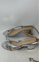 Load image into Gallery viewer, Schutz Womens Silver Leather Open Toe Block Heel Slingback Sandals Size 7B
