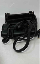 Load image into Gallery viewer, Alfani Womens Black Pebbled Leather Adjustable Strap Flap Circle Lock Backpack
