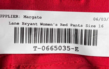 Load image into Gallery viewer, Lane Bryant Womens Red Flat Front Zipper Pockets Belt Loops Ankle Pants Size 16
