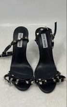 Load image into Gallery viewer, Steve Madden Womens Bradshaw Black Gold-Tone High Heel Ankle Strap Sandals Sz 7M
