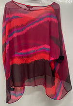 Load image into Gallery viewer, Express Womens Multicolor Abstract Sheer 3/4 Sleeve Boat Neck Blouse Top Size L
