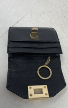 Load image into Gallery viewer, Michael Kors Womens Cassie Black Pebbled Leather Key Ring Turn Lock Card Wallet
