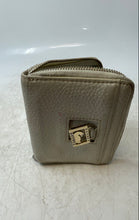 Load image into Gallery viewer, Dooney &amp; Bourke Womens White Pebbled Leather Card Holder Mini Zip-Around Wallet
