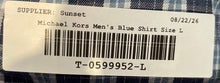 Load image into Gallery viewer, Michael Kors Mens Blue Cotton Long Sleeve Tailored Fit Button-Up Shirt Size L
