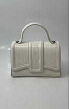 Load image into Gallery viewer, Zara Womens White Croc Embossed Faux Leather Chain Strap Crossbody Handbag

