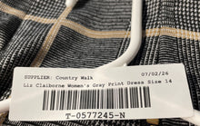Load image into Gallery viewer, Liz Claiborne Womens Gray Printed 3/4 Sleeve Sheath Dress Size 14
