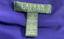 Load image into Gallery viewer, Ralph Lauren Womens Blue Ruched Pleated Cap Sleeve V-Neck Sheath Dress Size 12
