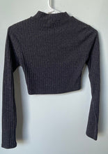 Load image into Gallery viewer, Forever 21 Womens Dark Gray Long Sleeve Ribbed Knitted Cropped Blouse Top Size S
