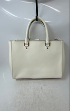 Load image into Gallery viewer, Michael Kors Womens Sutton White Leather Double Handle Charm Satchel Bag
