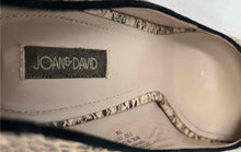 Load image into Gallery viewer, Joan &amp; David Womens Black Beige Animal Print Leather Peep Toe Pump Heels Size 7M
