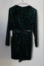 Load image into Gallery viewer, Lini Womens Green Black Zebra Print V-Neck Back-Zip Sheath Dress Size S With Tag
