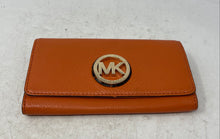 Load image into Gallery viewer, Michael Kors Womens Fulton Carryall Orange Leather Inner Divider Bifold Wallet
