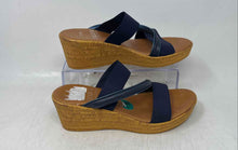 Load image into Gallery viewer, Italian Shoemakers Womens Blue Wedge Heel Slip-On Slide Sandals Size 7.5M

