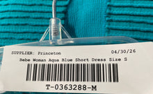 Load image into Gallery viewer, Bebe Womens Aqua Blue 3/4 Sleeve Knitted Short Bodycon Dress Size Small
