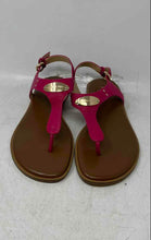 Load image into Gallery viewer, Michael Kors Womens MK Plate Pink Brown Open Toe Flat Thong Sandals Size 9M
