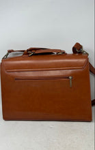 Load image into Gallery viewer, Ecosusi Womens Brown Leather Outer Pocket Shoulder Strap Flap Laptop Bag
