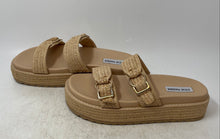 Load image into Gallery viewer, Steve Madden Womens Bigmona Beige Raffia Slip-On Open Toe Slide Sandals Size 10
