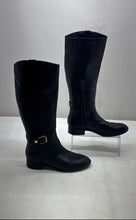Load image into Gallery viewer, Geox Womens Black Leather Side Zip Round Toe Riding Boots Size EUR 40
