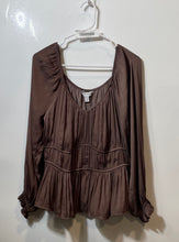 Load image into Gallery viewer, Nine West Womens Brown Long Sleeve V-Neck Pullover Blouse Top Size Large
