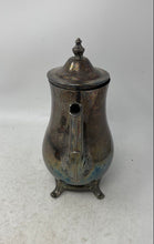 Load image into Gallery viewer, Vintage Wm. Rogers &amp; Son Silver Plated Engraved Handle Four Footed Lidded Teapot
