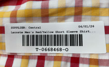 Load image into Gallery viewer, Lacoste Mens Red Yellow Plaid Short Sleeve Collared Button-Up Shirt Size 45
