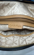 Load image into Gallery viewer, Calvin Klein Womens Gray Black Monogram Double Handle Shoulder Tote Bag
