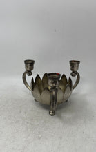 Load image into Gallery viewer, Vintage Leonard Silver Tone Lotus Flower Bowl 3-Light Candelabra Candle Holder
