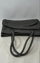 Load image into Gallery viewer, DKNY Womens Gray Pebbled Leather Studded Double Handle Zip Top Charm Tote Bag
