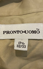 Load image into Gallery viewer, Pronto Uomo Mens Dark Khaki Long Sleeve Spread Collar Dress Shirt Size 17.5
