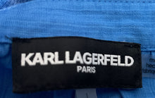Load image into Gallery viewer, Karl Lagerfeld Womens Blue Short Sleeve Collared Button-Up Shirt Size Large

