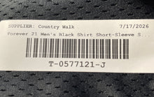 Load image into Gallery viewer, Forever 21 Mens Black Textured Short Sleeve Collared Button-Up Shirt Size Medium
