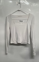 Load image into Gallery viewer, Abercrombie &amp; Fitch Womens White Long Sleeve Square Neck Cropped Blouse Top Sz S
