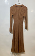 Load image into Gallery viewer, Express Womens Brown Ribbed Long Sleeve Pullover Collared Sweater Dress Size S
