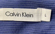 Load image into Gallery viewer, Calvin Klein Mens Dark Blue Striped Cotton Long Sleeve Button-Up Shirt Size L
