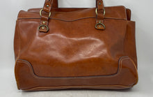 Load image into Gallery viewer, Unbranded Womens Brown Leather Double Handle Inner Pockets Lined Tote Bag
