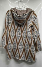 Load image into Gallery viewer, Kempson Womens Brown Diamond Geometric Hooded Cardigan Sweater Size S With Tag
