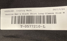 Load image into Gallery viewer, Nautica Mens Black Long Sleeve Collared Stretch Slim Fit Dress Shirt Size M
