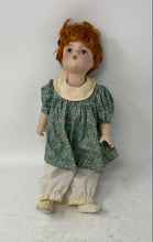Load image into Gallery viewer, Brown Hair Blue Eyes Collector Play Doll In Green White Flower 2 Piece Outfit
