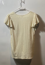 Load image into Gallery viewer, Max Studio Womens Cream Flutter Sleeve Round Neck Stretchy Blouse Top Size M
