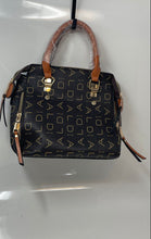 Load image into Gallery viewer, Aolida Womens Brown Monogram Print Leather Double Handle Zip Top Satchel Handbag
