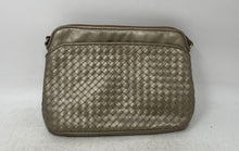 Load image into Gallery viewer, Ganson Womens Bronze Woven Leather Tassel Zipper Shoulder Crossbody Bag
