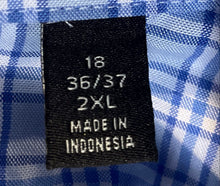 Load image into Gallery viewer, Lauren Ralph Lauren Mens Blue White Plaid Stretch Dress Shirt Size XXL 16 36/37

